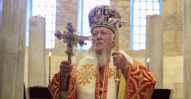 Bartholomew I of Istanbul's Fener Greek Orthodox Patriarchate performing rituals in the Saint Nicholas Memorial Museum and Church in Antalya, Türkiye, Dec. 06, 2023. (AA Photo)
