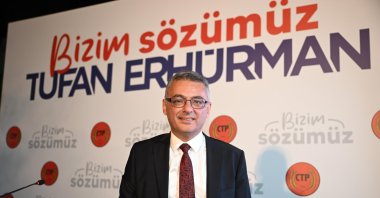 Main opposition Republican Turkish Party's (CTP) leader and president candidate Tufan Erhürman poses after the presidential election in Lefkoşa (Nicosia), Turkish Republic of Northern Cyprus (TRNC), Oct. 19, 2025. (AA Photo)