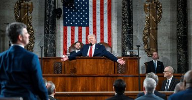 U.S. President Donald Trump delivers the first State of the Union address of his second term to a joint session of Congress in the House Chamber, Washington, D.C., U.S., Feb. 24, 2026. (AFP Photo)