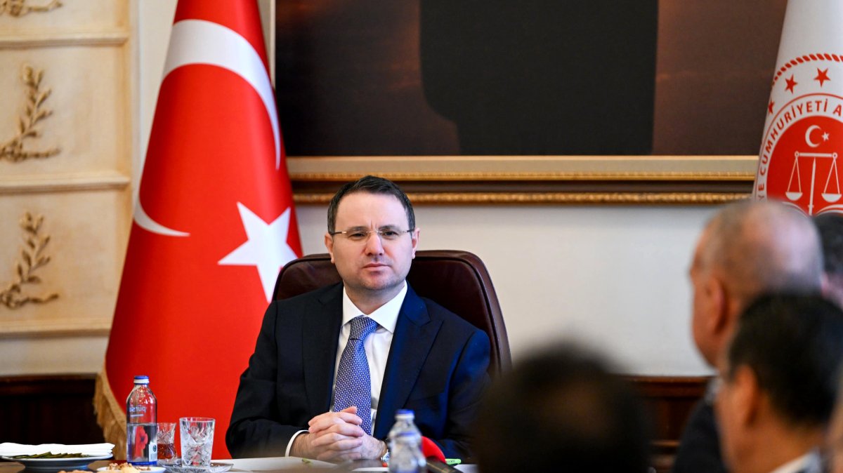 Justice Minister Akın Gürlek speaks to reporters after a Cabinet meeting, Ankara, Türkiye, April 21, 2026. (DHA Photo)