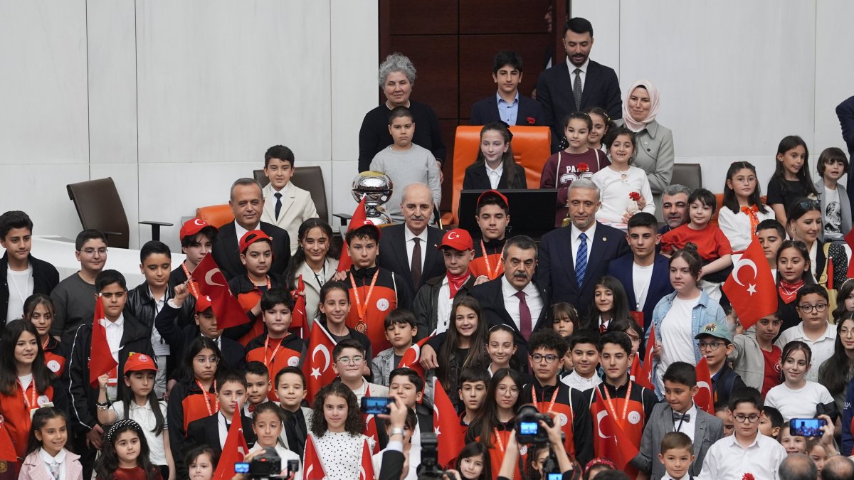 Children attend a special session dedicated to them at Parliament, Ankara, Türkiye, April 20, 2026. (AA Photo)