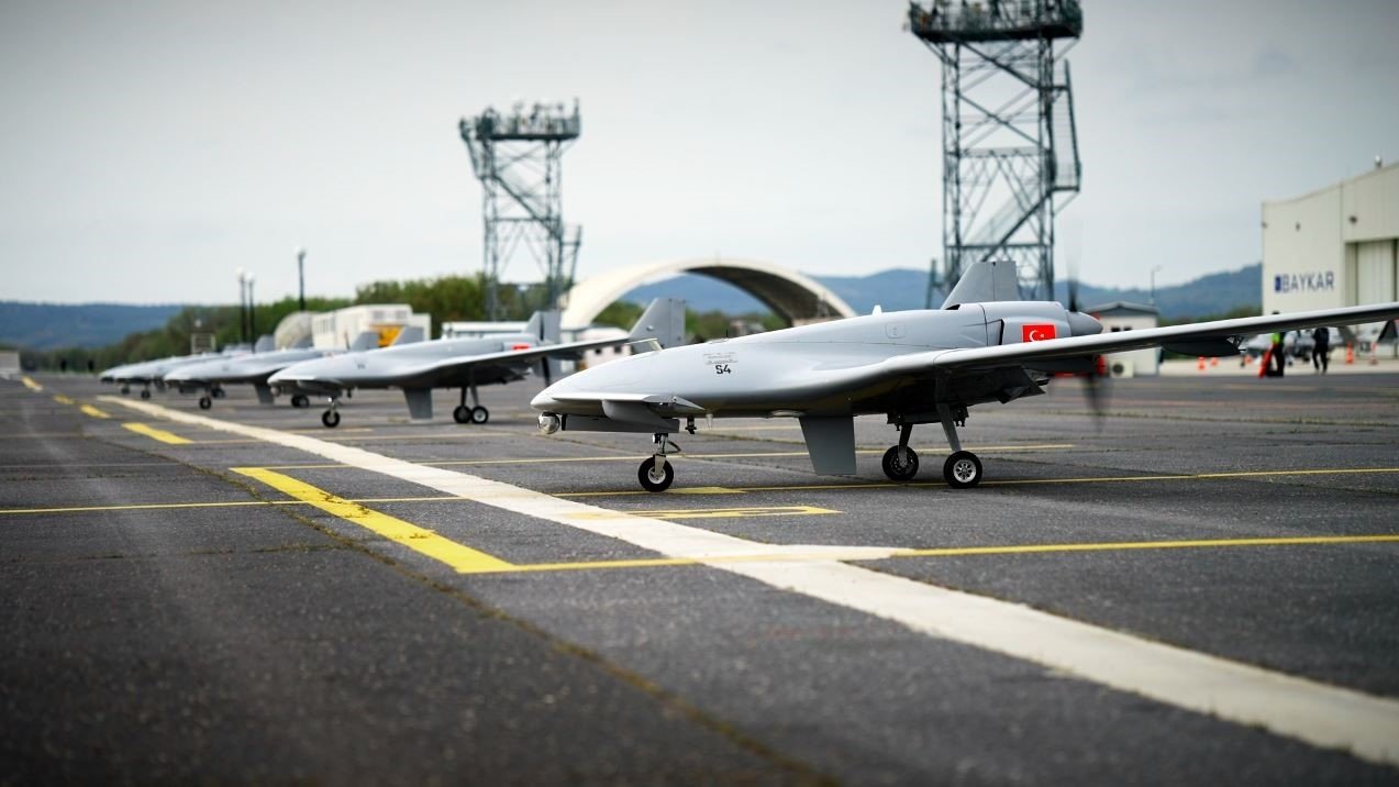 K2 Kamikaze drones are seen at Baykar's flight training and test center, Edirne, northwestern Türkiye, in this undated photo. (IHA Photo)