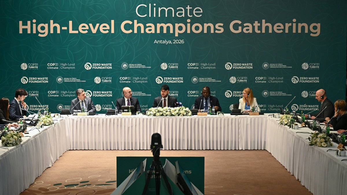 Officials attend the COP31 High-Level Climate Champions Meeting on zero waste and sustainability, Antalya, Türkiye, April 19, 2026. (AA Photo)