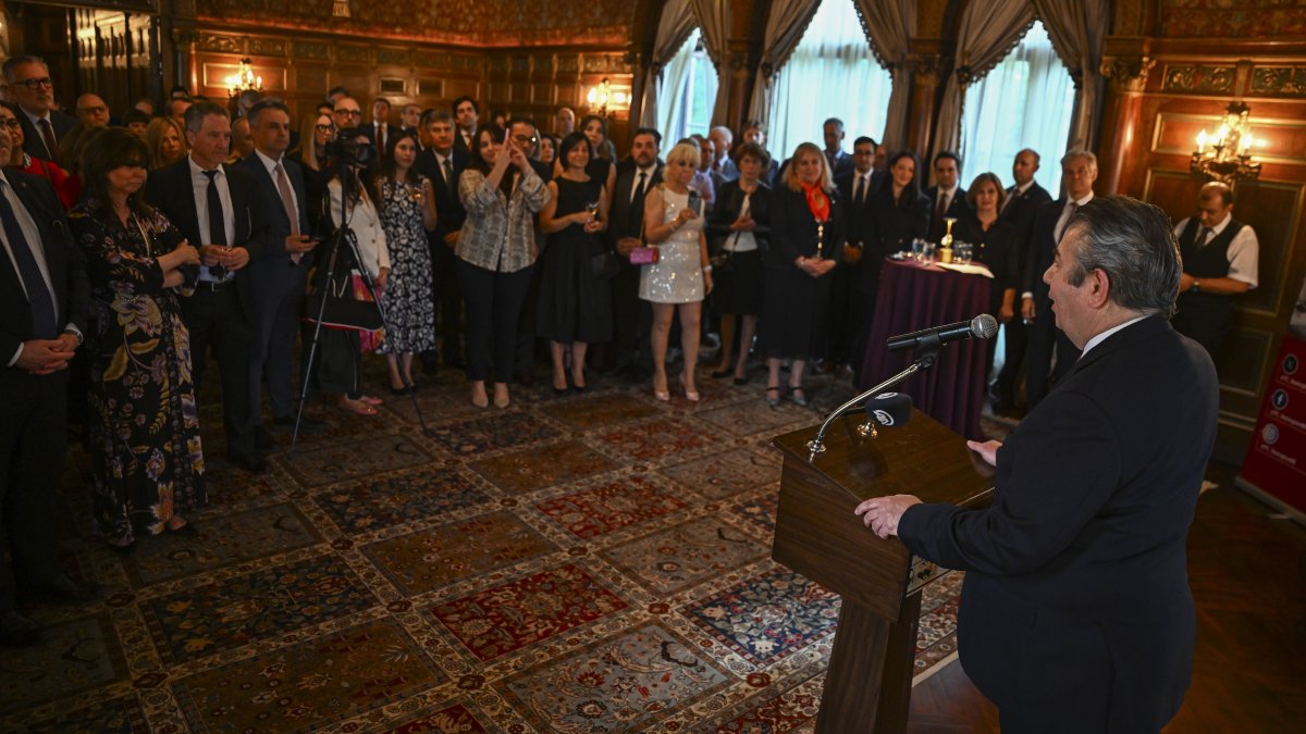 Turkish Ambassador to the U.S. Sedat Önal speaks at an event at the Turkish embassy, Washington, U.S., May 1, 2026. (AA Photo)