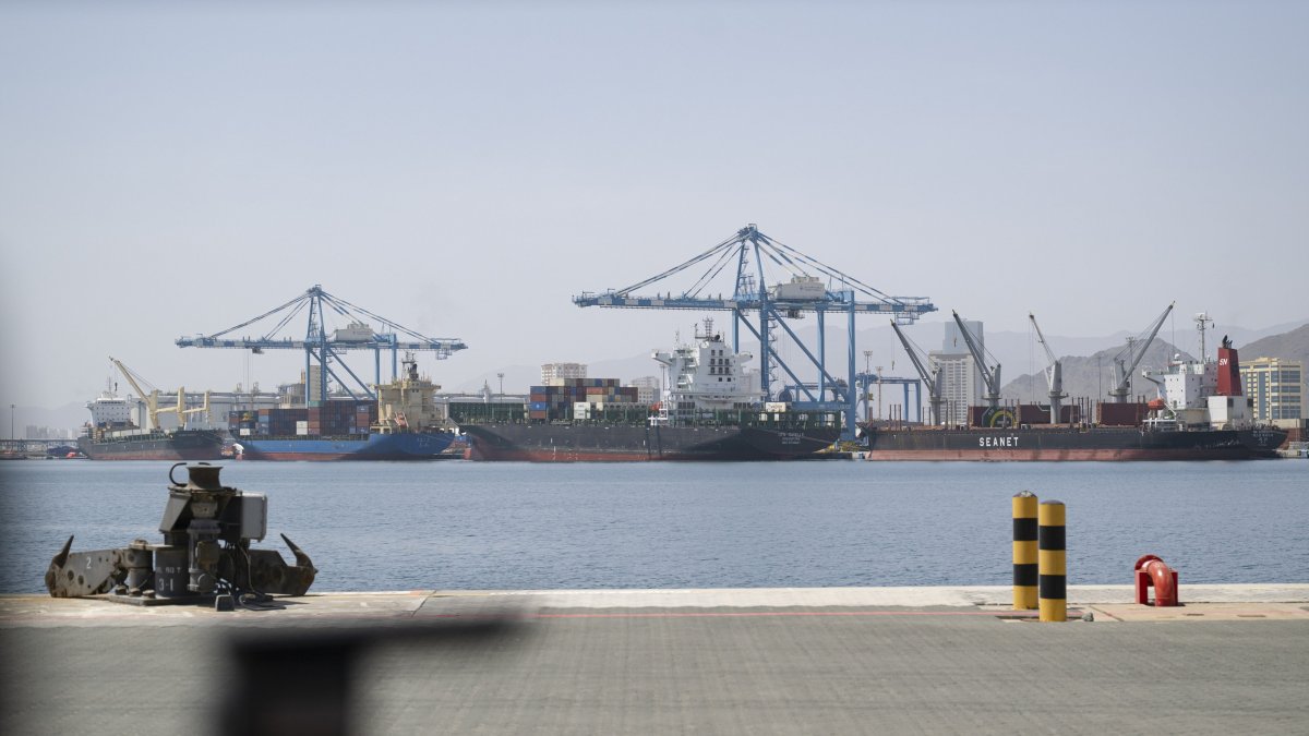 A general view of the Port of Fujairah in Fujairah, United Arab Emirates, April 17, 2026. (EPA via  UAE Presidential Court, File Photo)