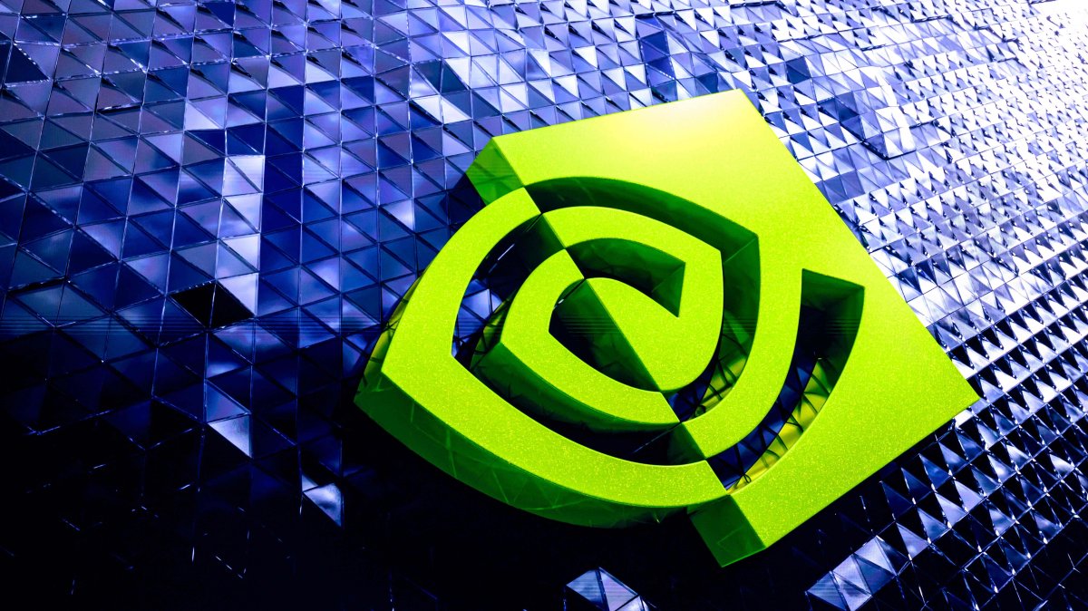 The Nvidia logo is seen at the company's annual GTC developers conference at the SAP Center in San Jose, California, U.S., March 16, 2026. (AFP Photo)