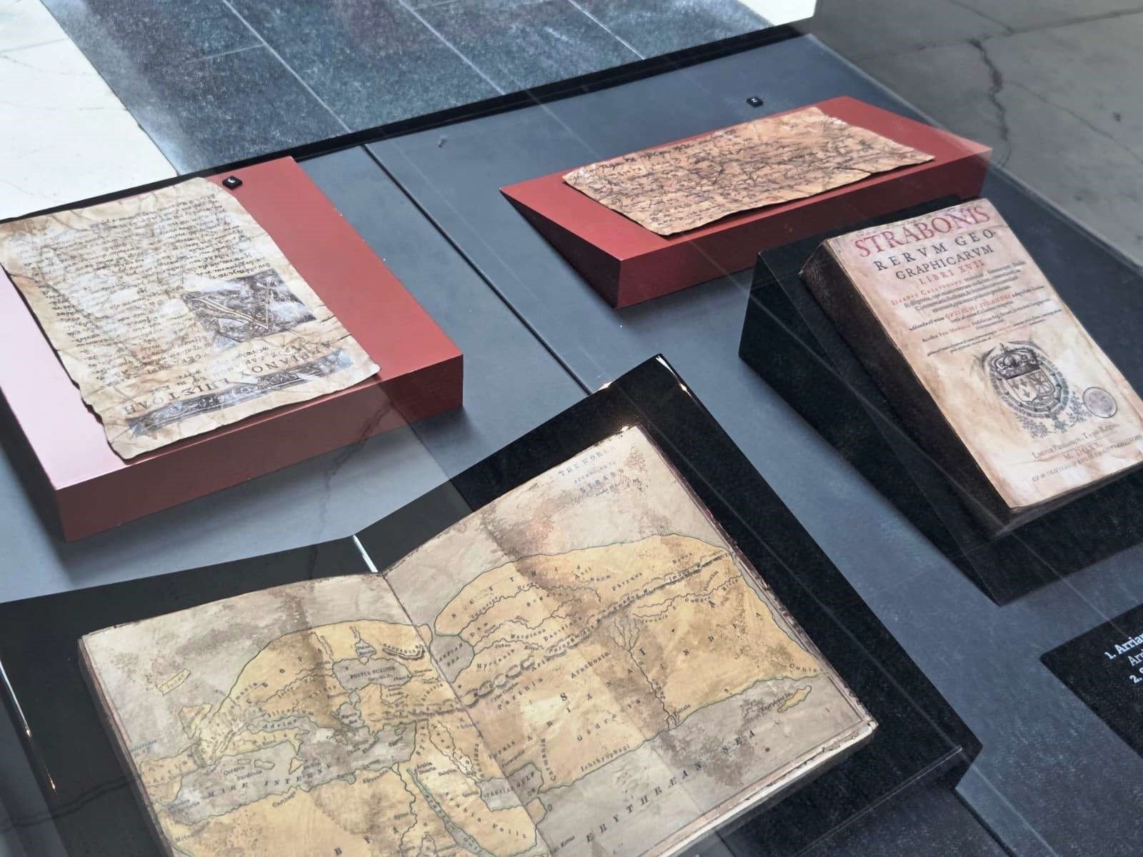 The ancient world’s most important geography encyclopedia, “Strabonis Rerum Geographicarum Libri 17,” written by the ancient Greek geographer and historian Strabo, along with many original geographical works, is on display at the Samsun Museum, Samsun, Türkiye, May 21, 2026. (IHA Photo)
